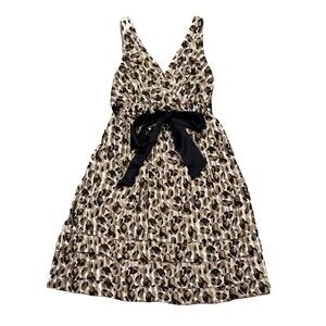 BCBGMaxAzria Dress Size 2 Silk Y2K Babydoll Belted Flowy Brown Tan Retro